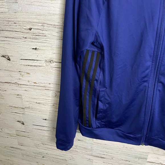 Adidas sweater jacket athletic size small purple blue with black stripes small - Picture 2 of 12